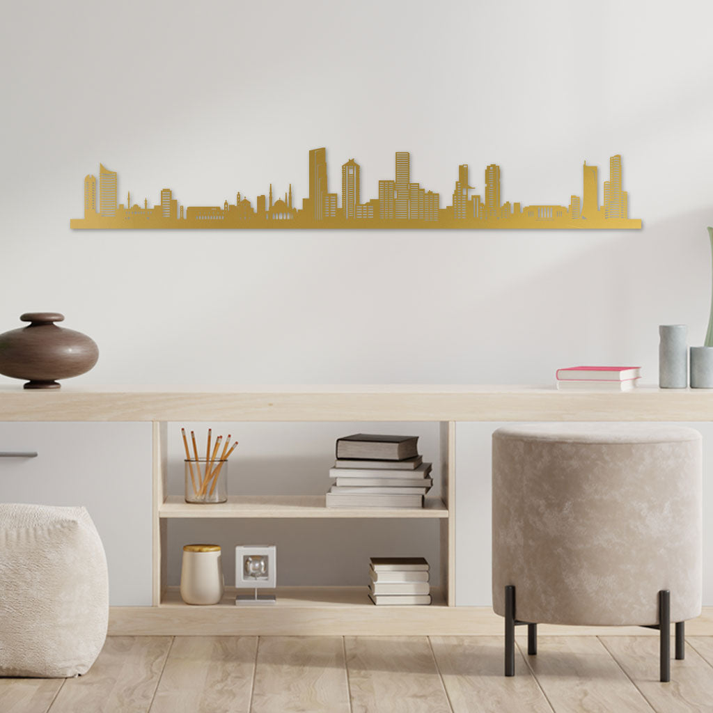 Beirut Skyline Gold Sidetable Wood