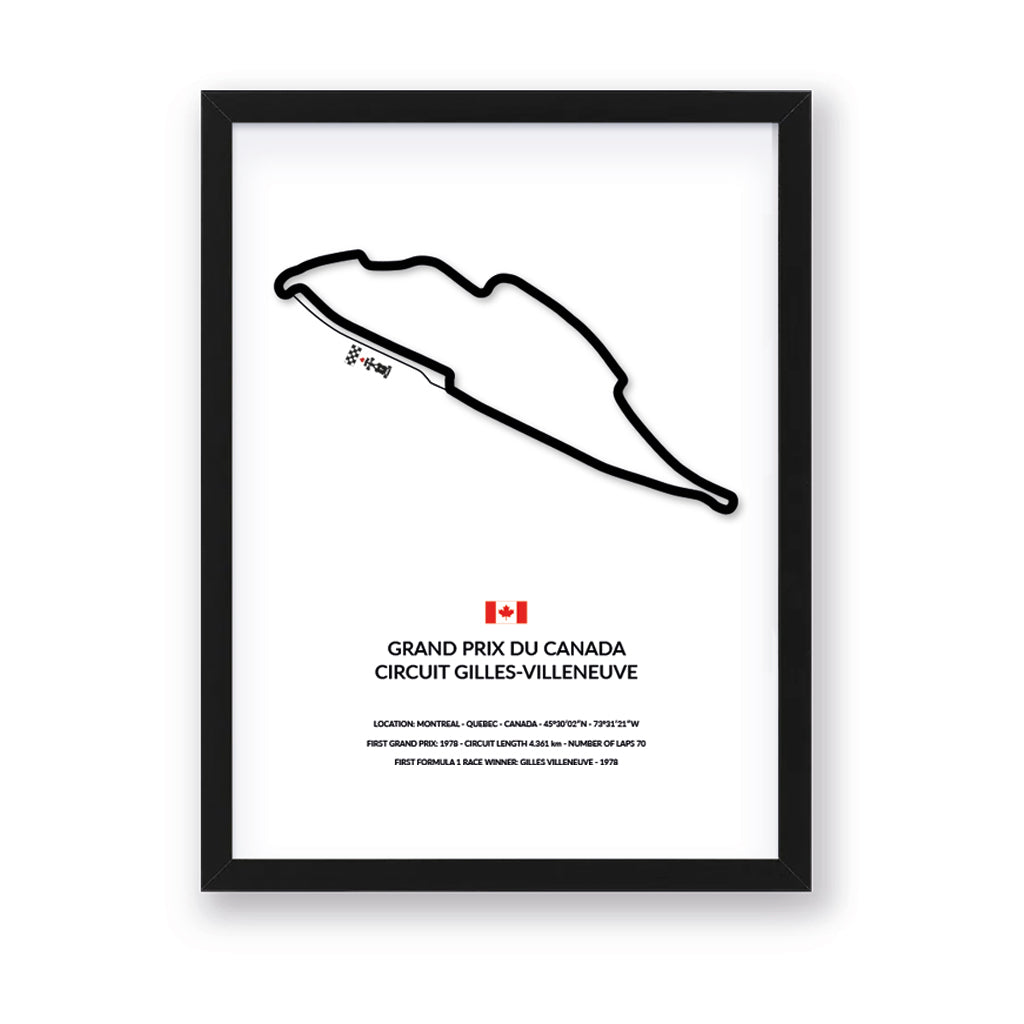 Gilles Villeneuve Grand Prix wall art by Siluet light theme print with black frame on white background