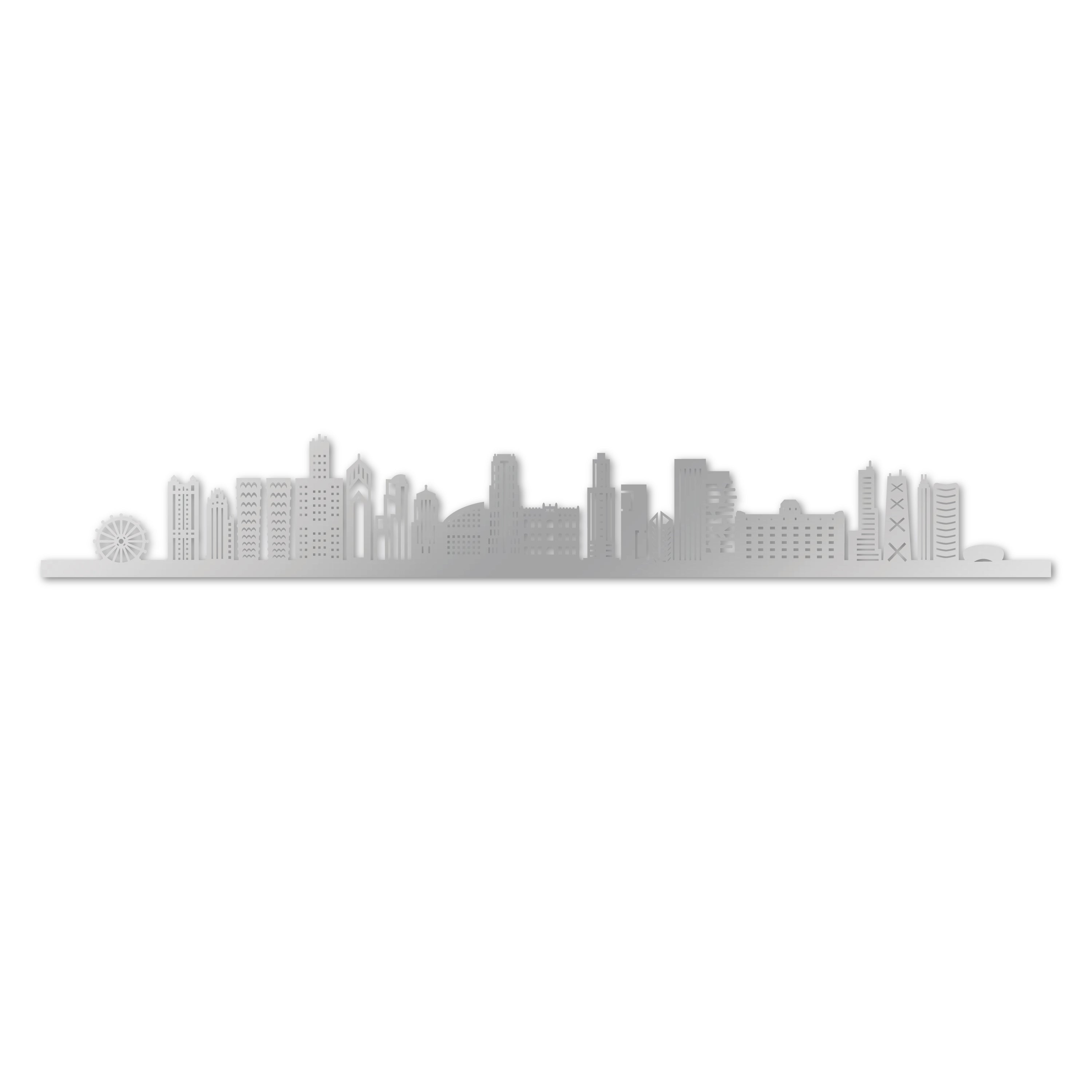 Skyline laser-cut in reclycled acrylic on Seating Room's Wall