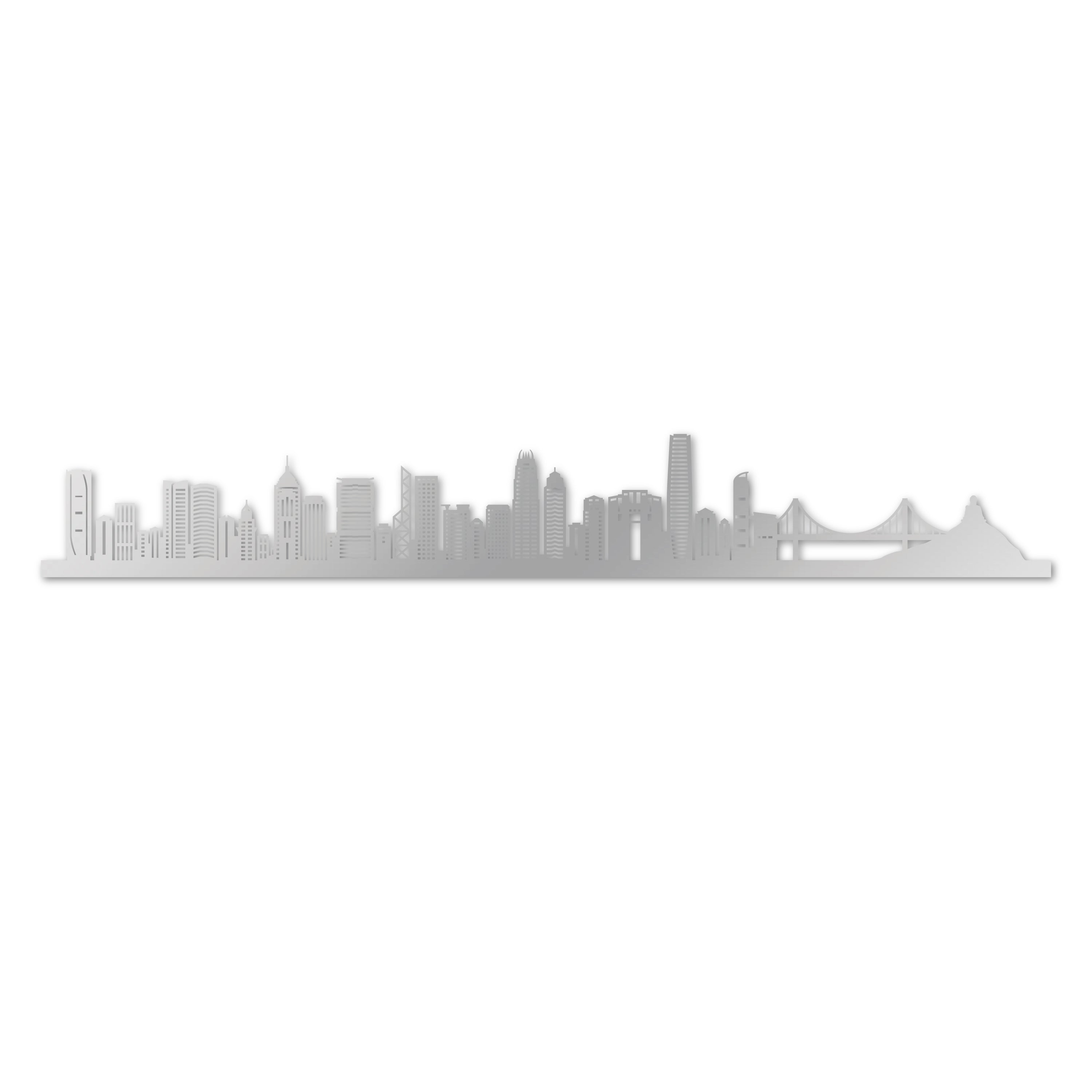 Skyline laser-cut in reclycled acrylic on Seating Room's Wall
