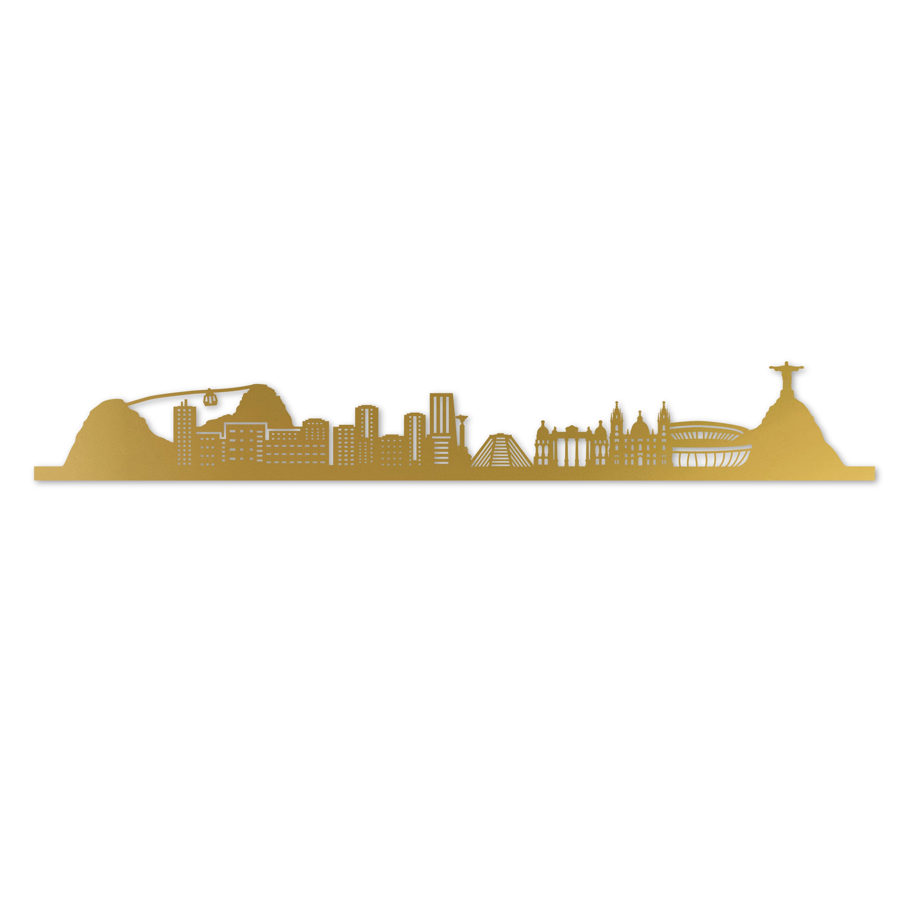 Rio De Janeiro Skyline Laser Cut In Recycled Gold Acrylic