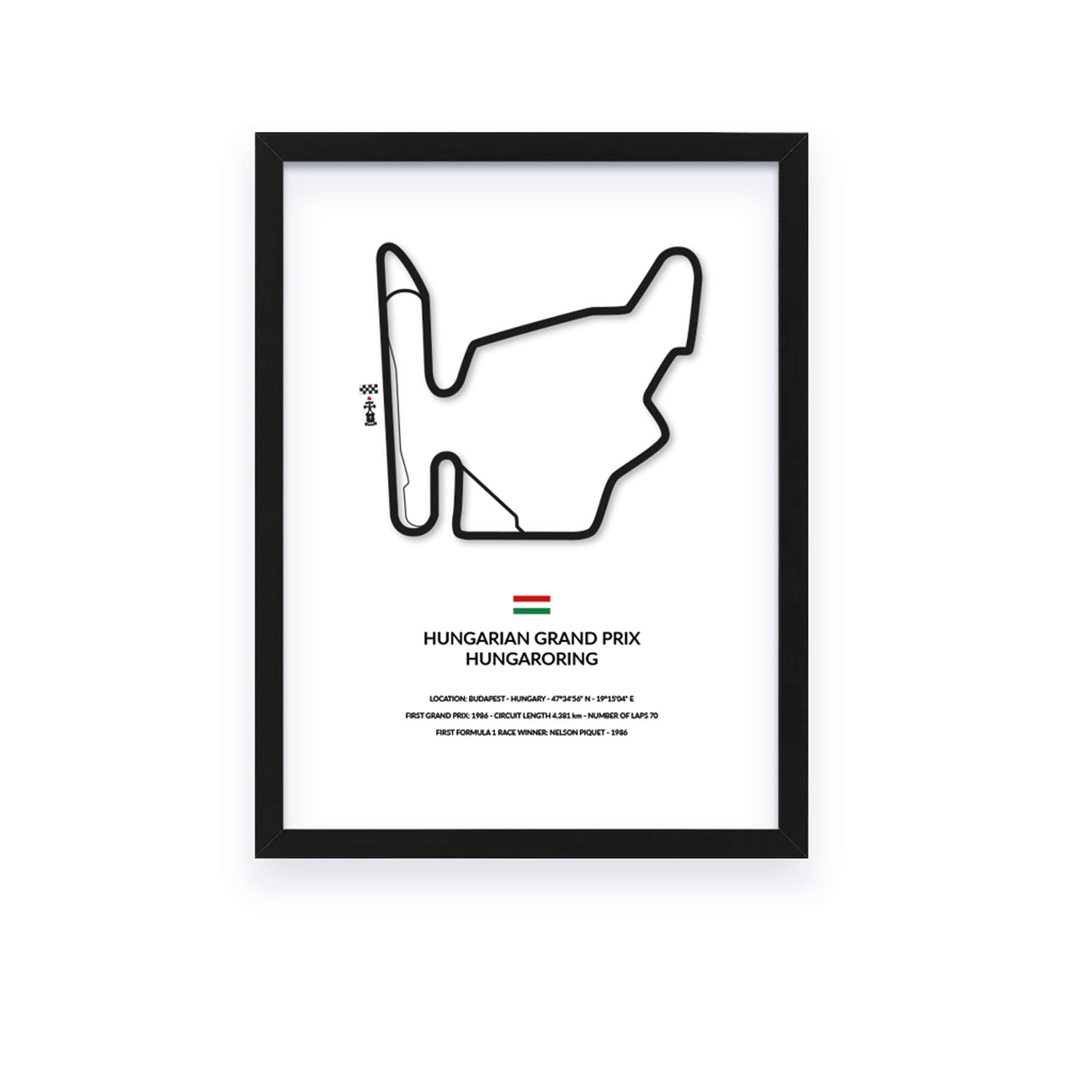 Hungarian Grand Prix - Hungaroring - Siluet City SilhouettesWall artGPBUD3040LBGPBUD3040LBBlack Frame