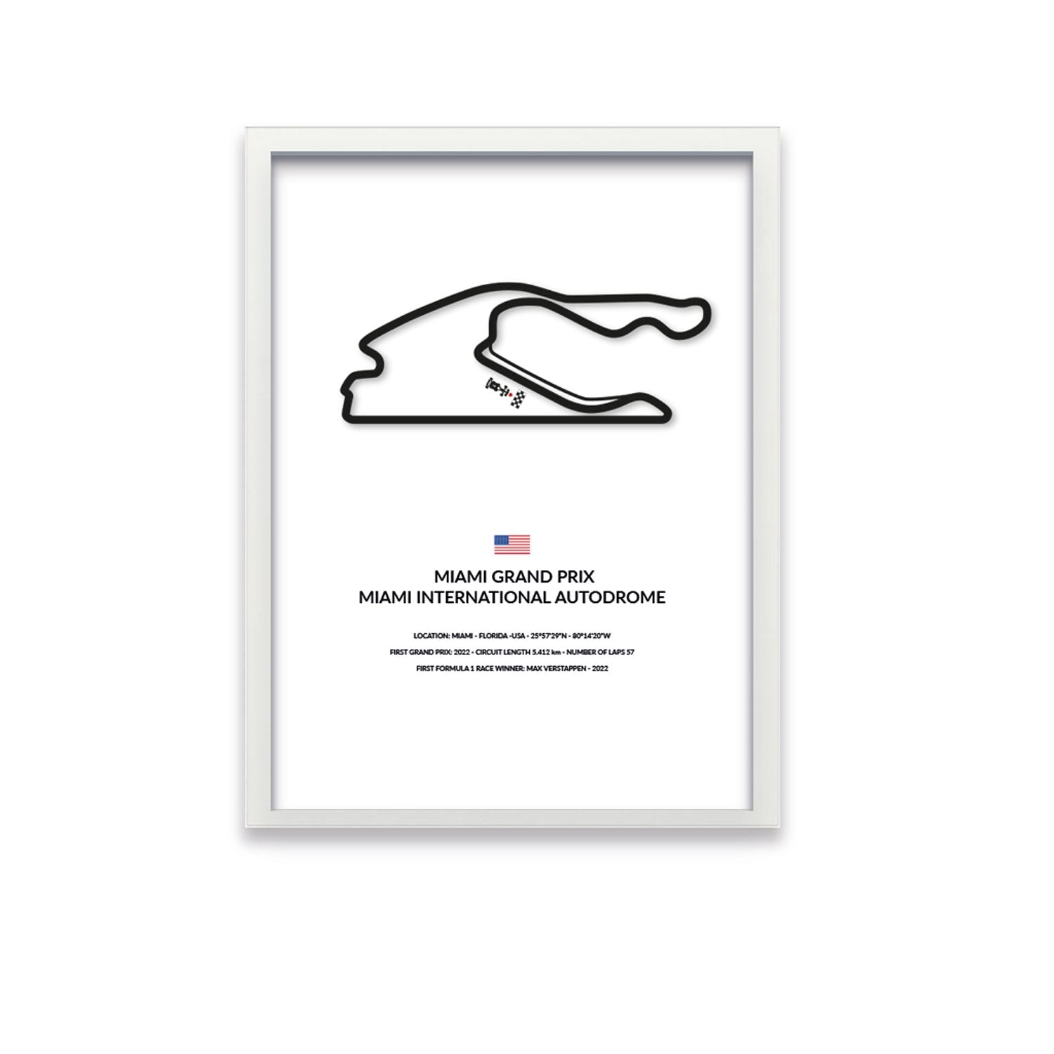 Miami Grand Prix - Miami - Siluet City SilhouettesWall artGPMIA3040LWGPMIA3040LWWhite Frame