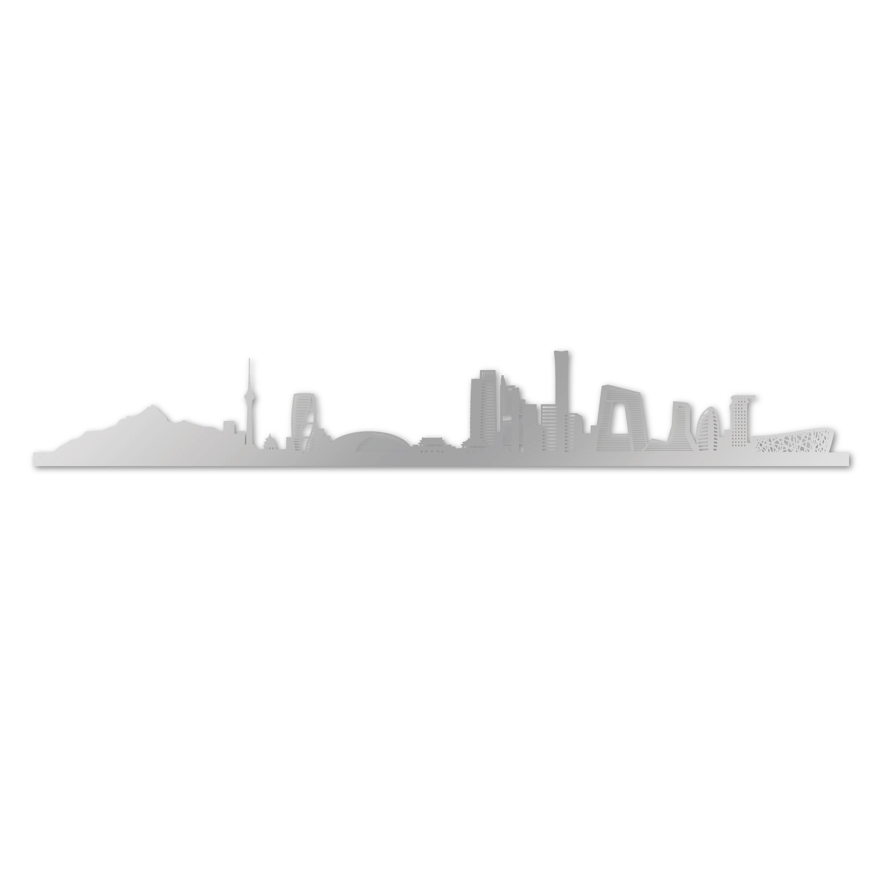 Skyline laser-cut in  reclycled acrylic on Seating Room's Wall