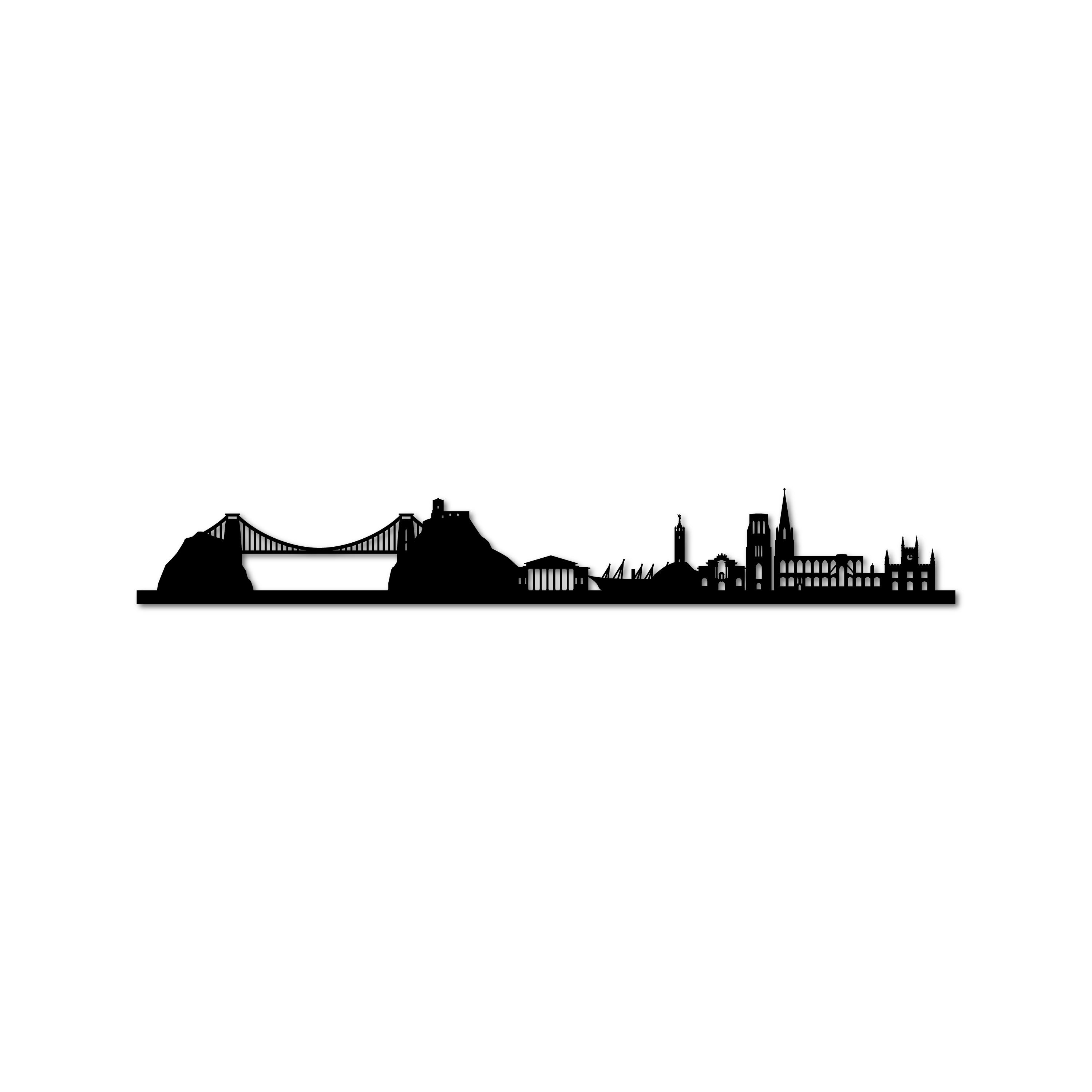 Bristol Skyline, Laser-cut in Matte Black Acrylic, on a White Background