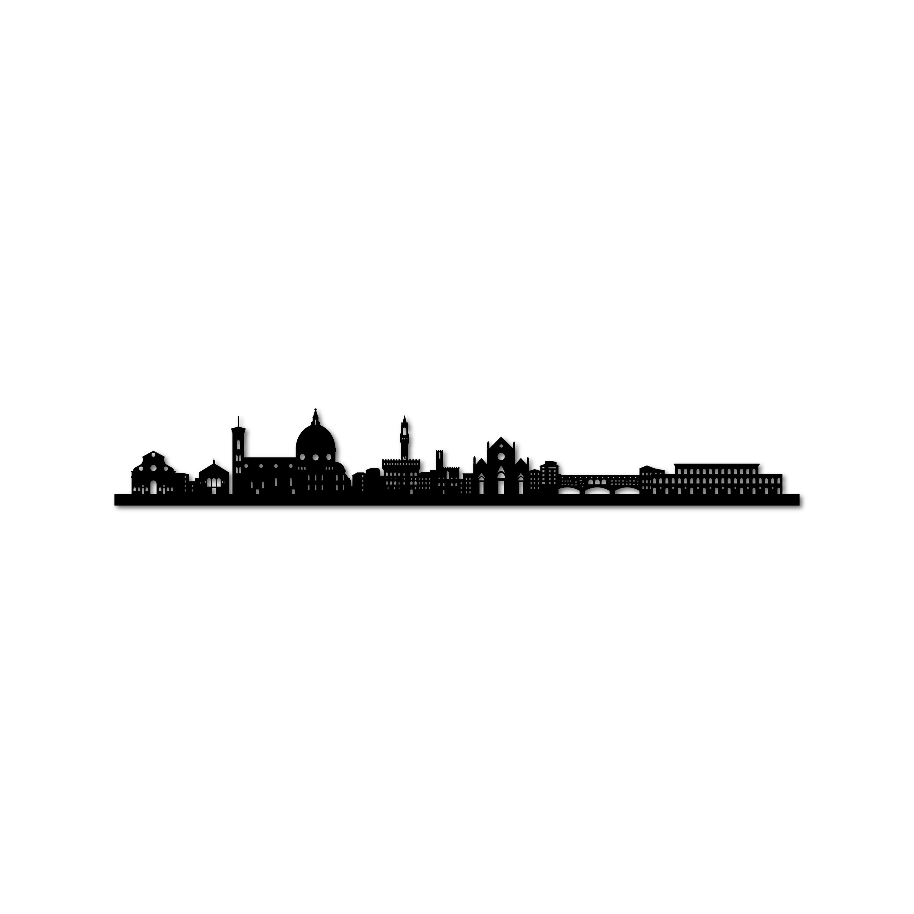 Florence Skyline, Laser-cut in Matte Black Acrylic, on a White Background
