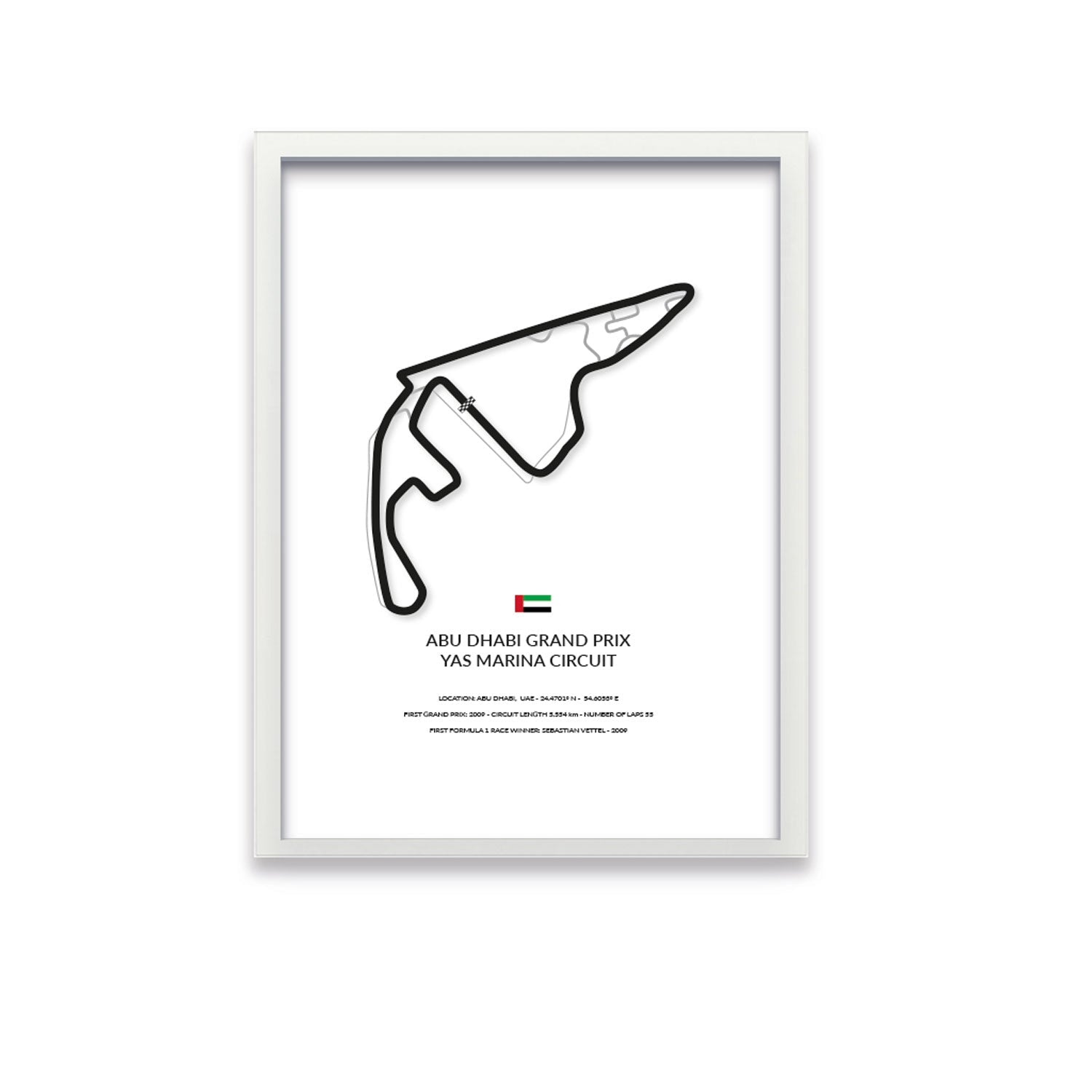 Abu Dhabi Grand Prix - Yas Island - Siluet City SilhouettesWall artGPAUH3040LWGPAUH3040LWWhite Frame