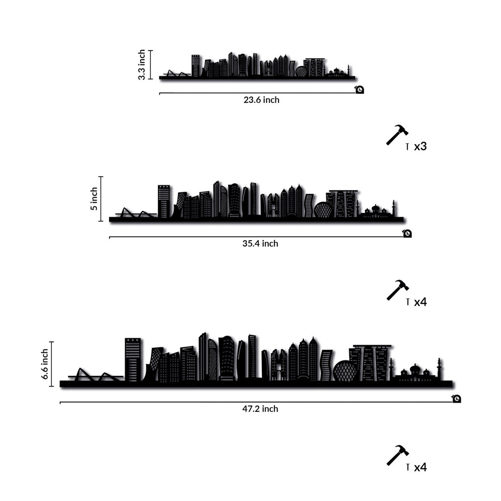 Abu Dhabi - Siluet City Silhouettes SkylineSSLABUSSLABUSmall - 23.6 in - 60 cmSilverNo, thank you