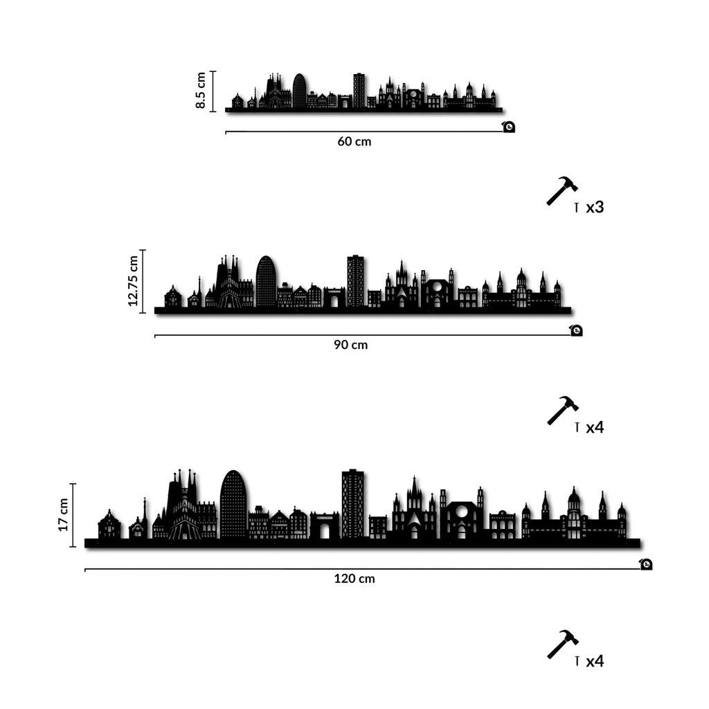 Barcelona - Siluet City Silhouettes SkylineSSLBCN - YSSLBCN - YSmall - 23.6 in - 60 cmSilverYes, please