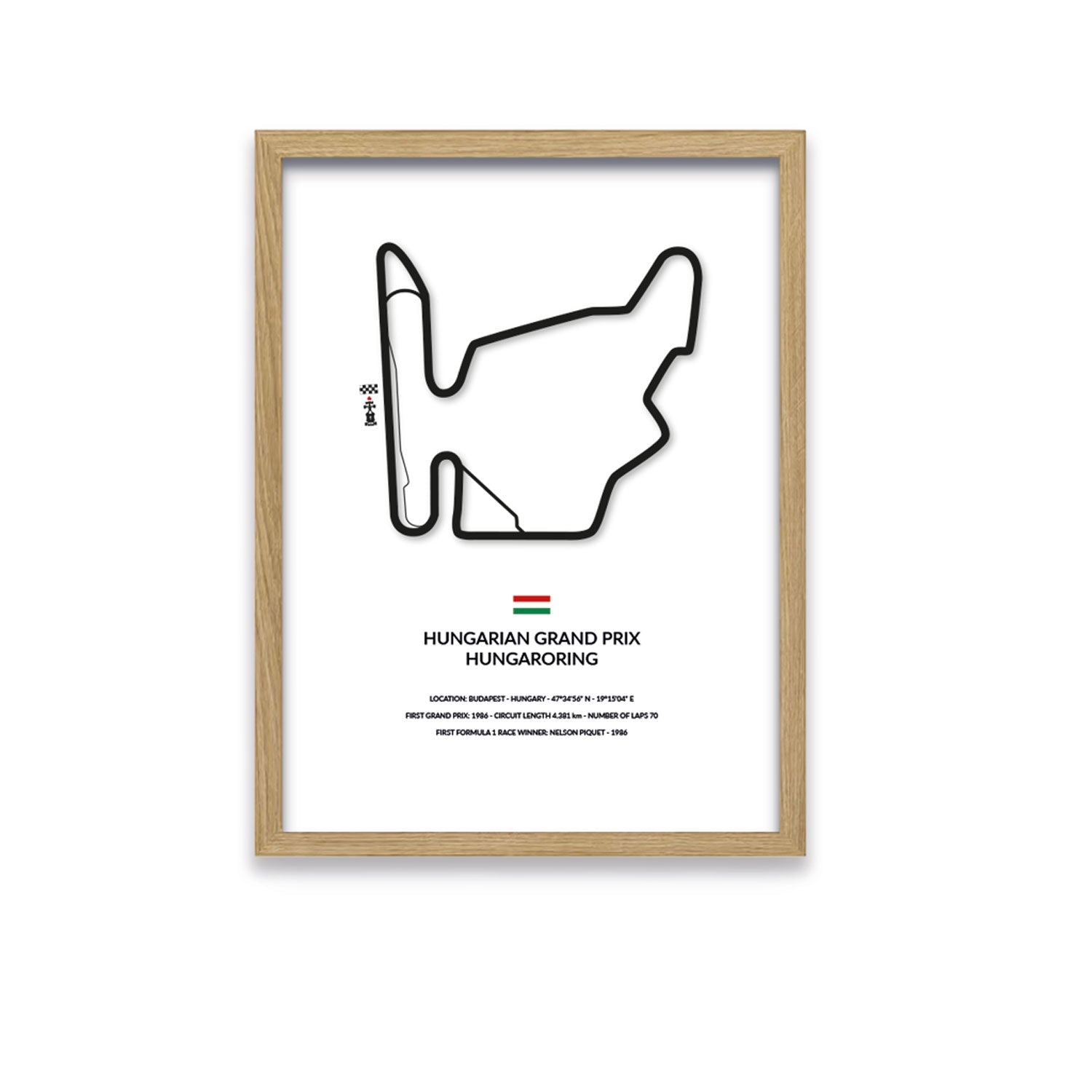 Hungarian Grand Prix - Hungaroring - Siluet City SilhouettesWall artGPBUD3040LOGPBUD3040LOOak Effect Frame