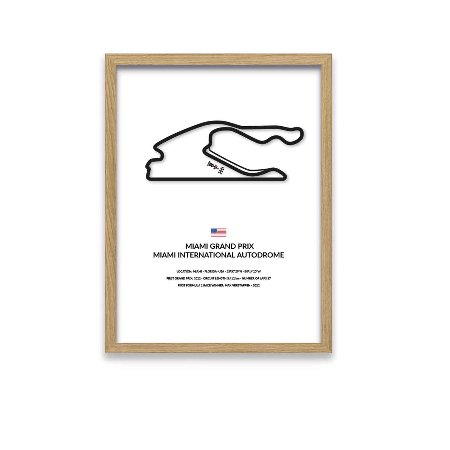 Miami Grand Prix - Miami - Siluet City SilhouettesWall artGPMIA3040LOGPMIA3040LOOak Effect Frame