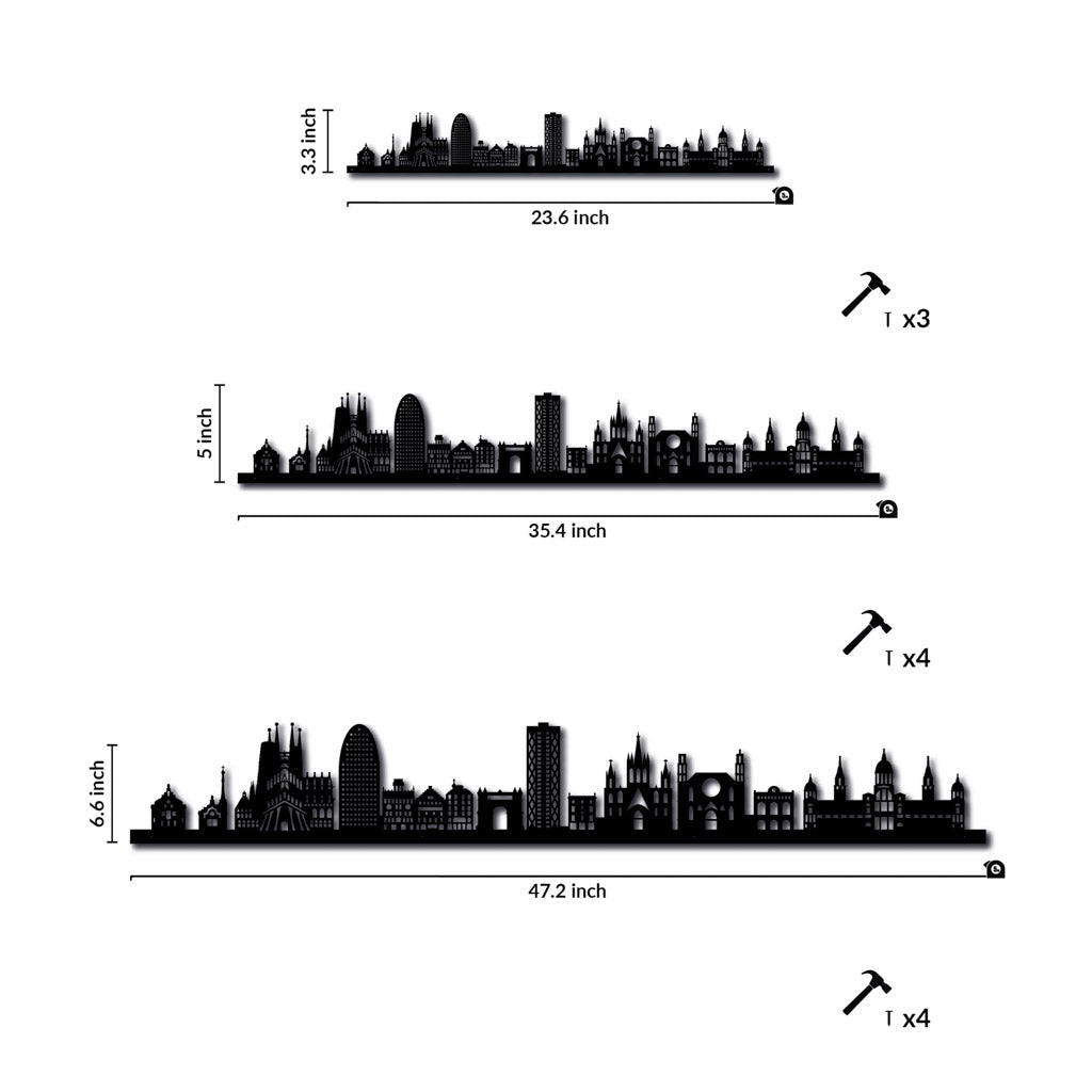 Barcelona - Siluet City Silhouettes SkylineSSLBCN - YSSLBCN - YSmall - 23.6 in - 60 cmSilverYes, please