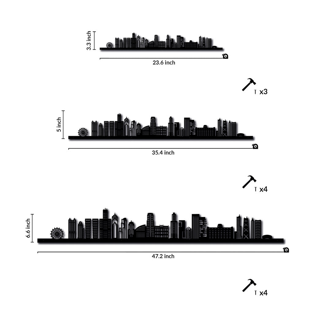 Chicago - Siluet City Silhouettes SkylineSSLCHI - YSSLCHI - YSmall - 23.6 in - 60 cmSilverYes, please