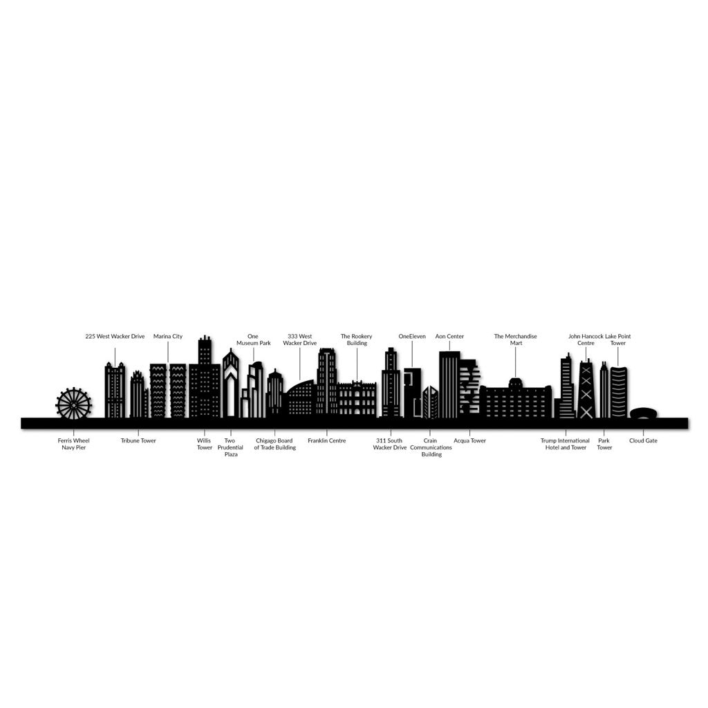 Chicago - Siluet City Silhouettes SkylineSSLCHI - YSSLCHI - YSmall - 23.6 in - 60 cmSilverYes, please