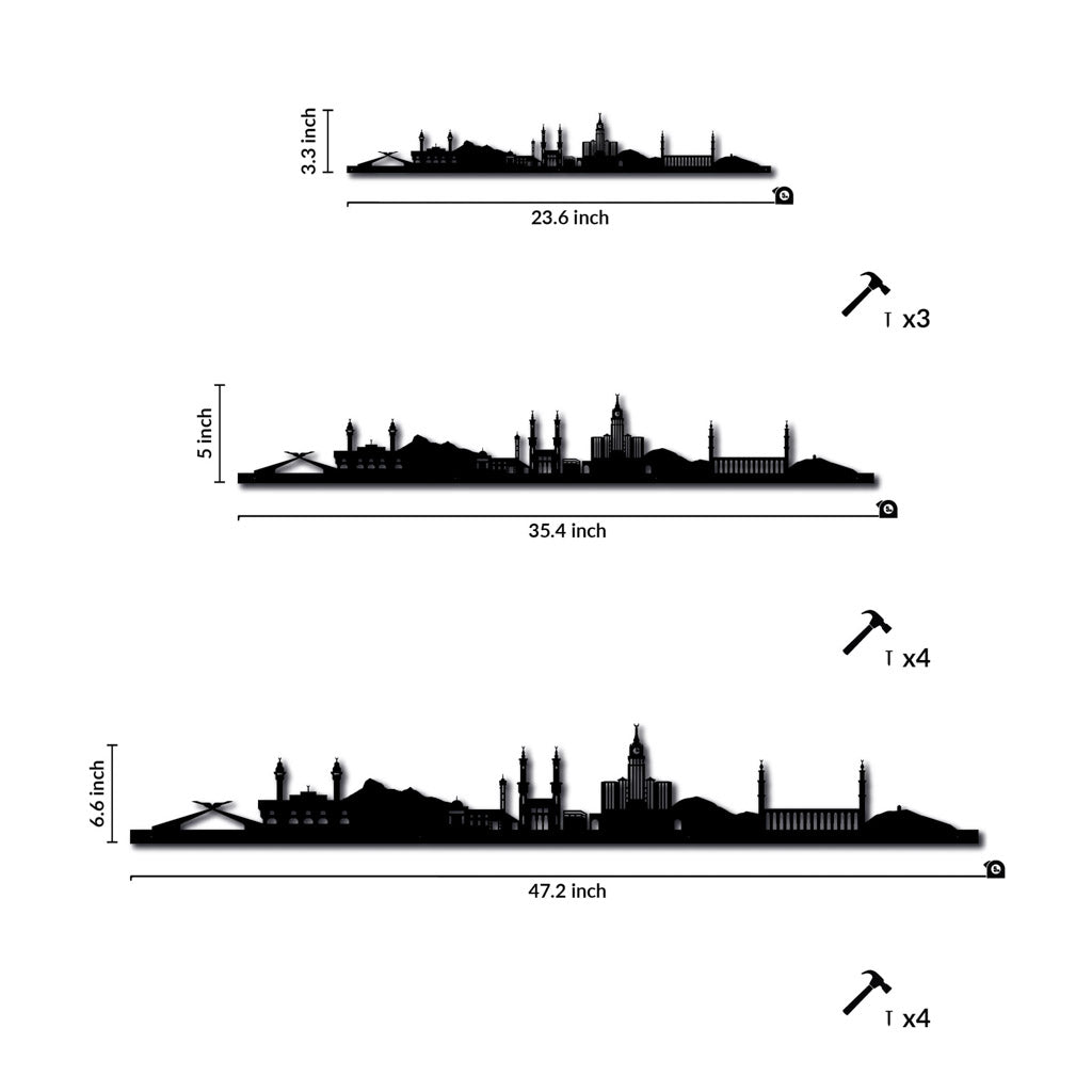 Mecca - Siluet City Silhouettes SkylineSSLMEC - YSSLMEC - YSmall - 23.6 in - 60 cmSilverYes, please