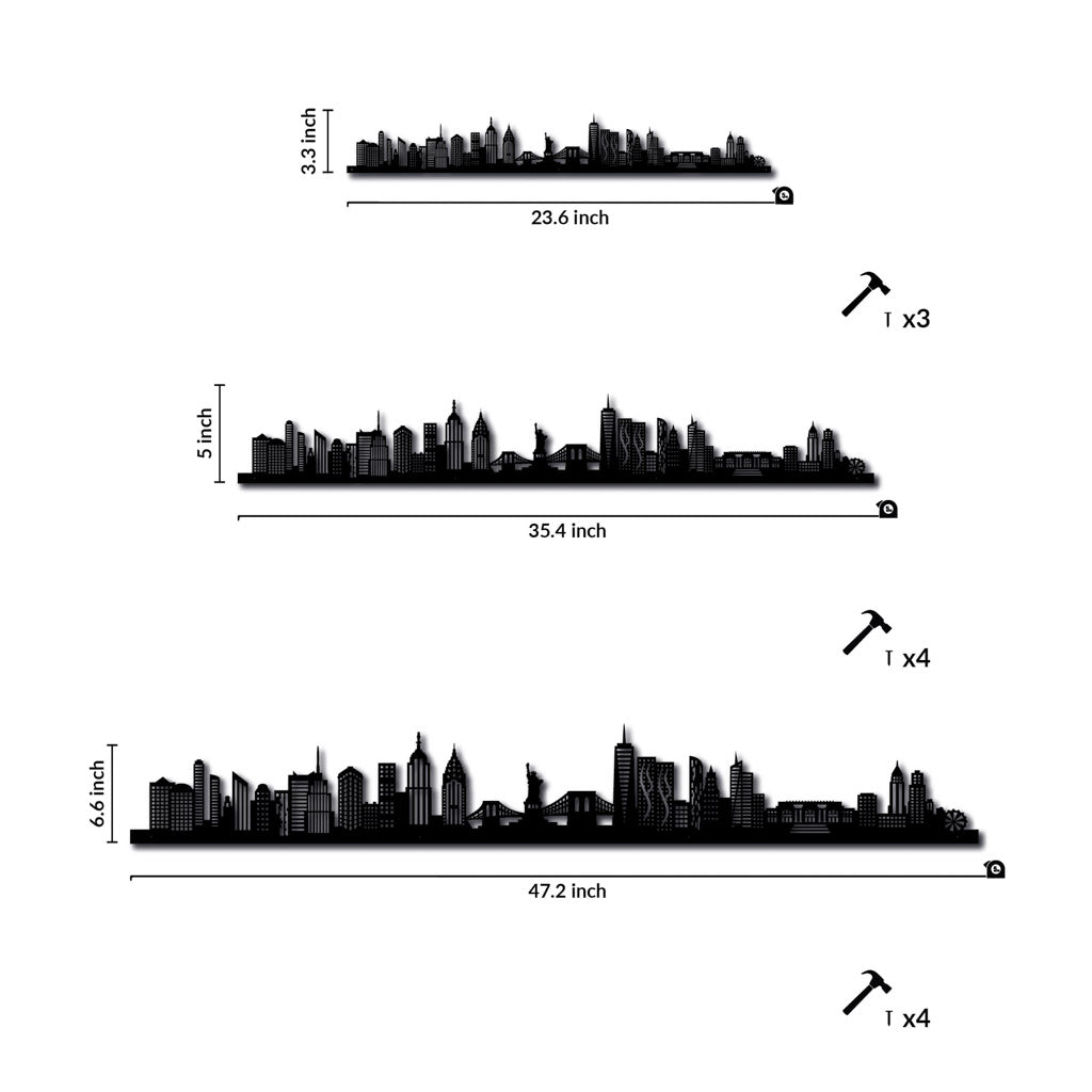 New York - Siluet City Silhouettes SkylineSSLNEW - YSSLNEW - YSmall - 23.6 in - 60 cmSilverYes, please